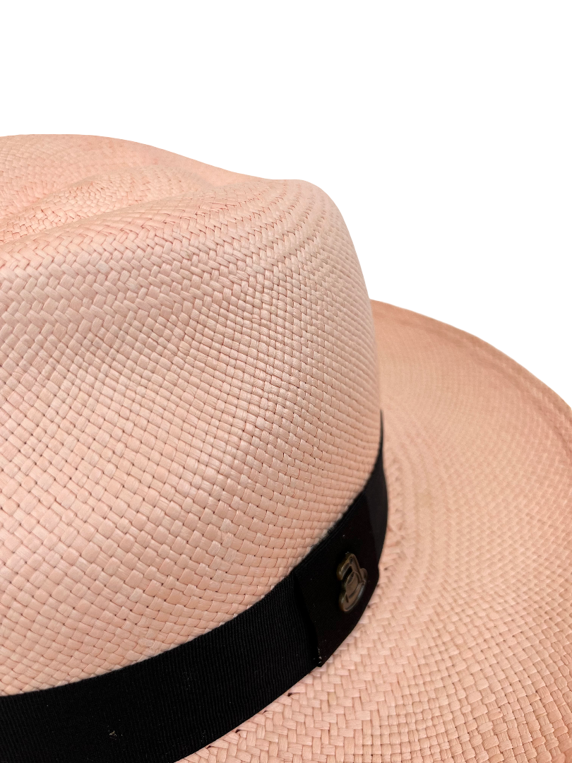 Classic Panama Hat - Pink with Black Band