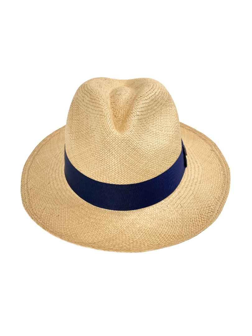 Classic Panama Hat - Beige with Navy Band