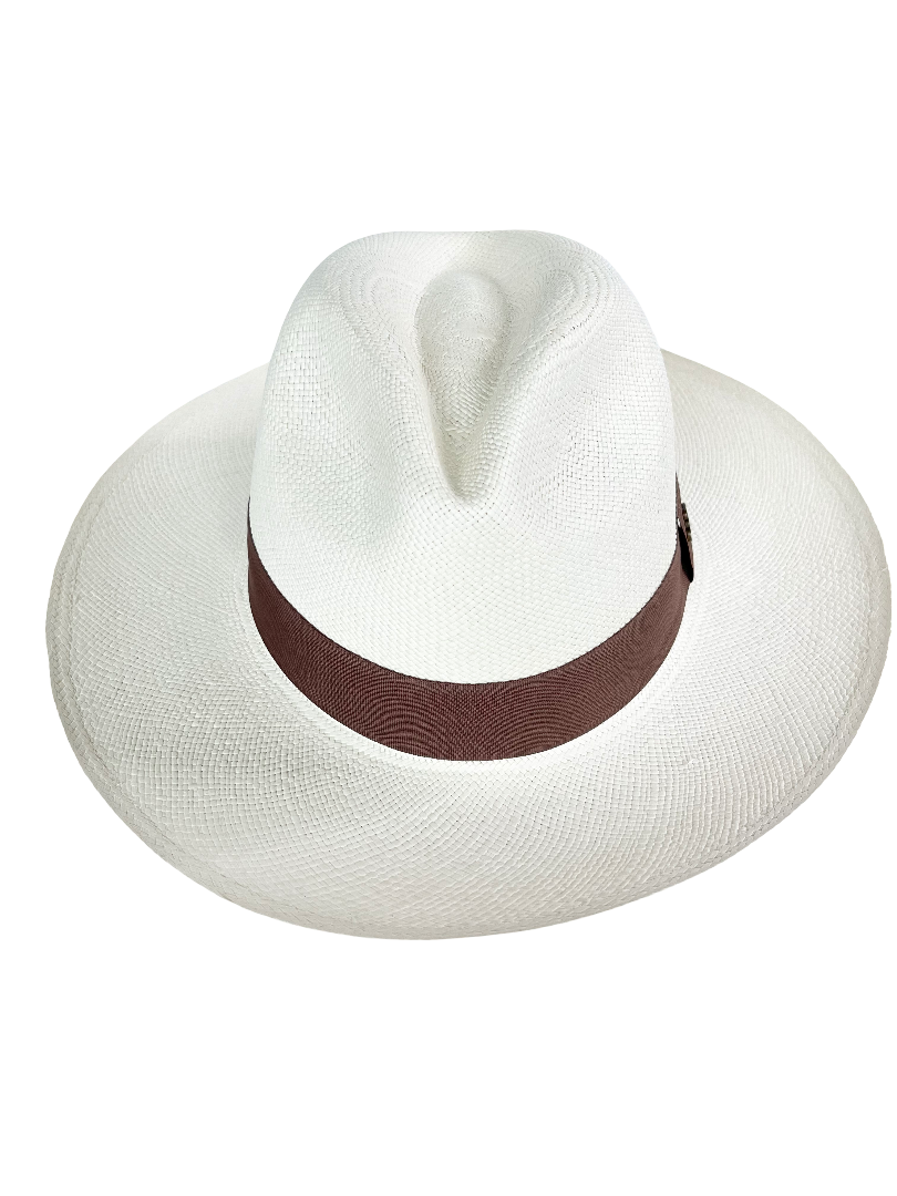 Classic Panama Hat - White with Light Brown Band
