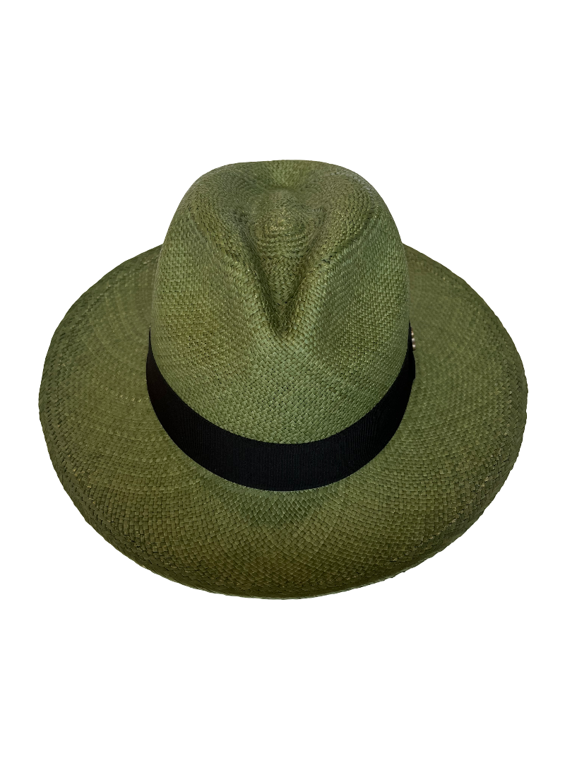 Classic Panama Hat - Dark Green with Black Band