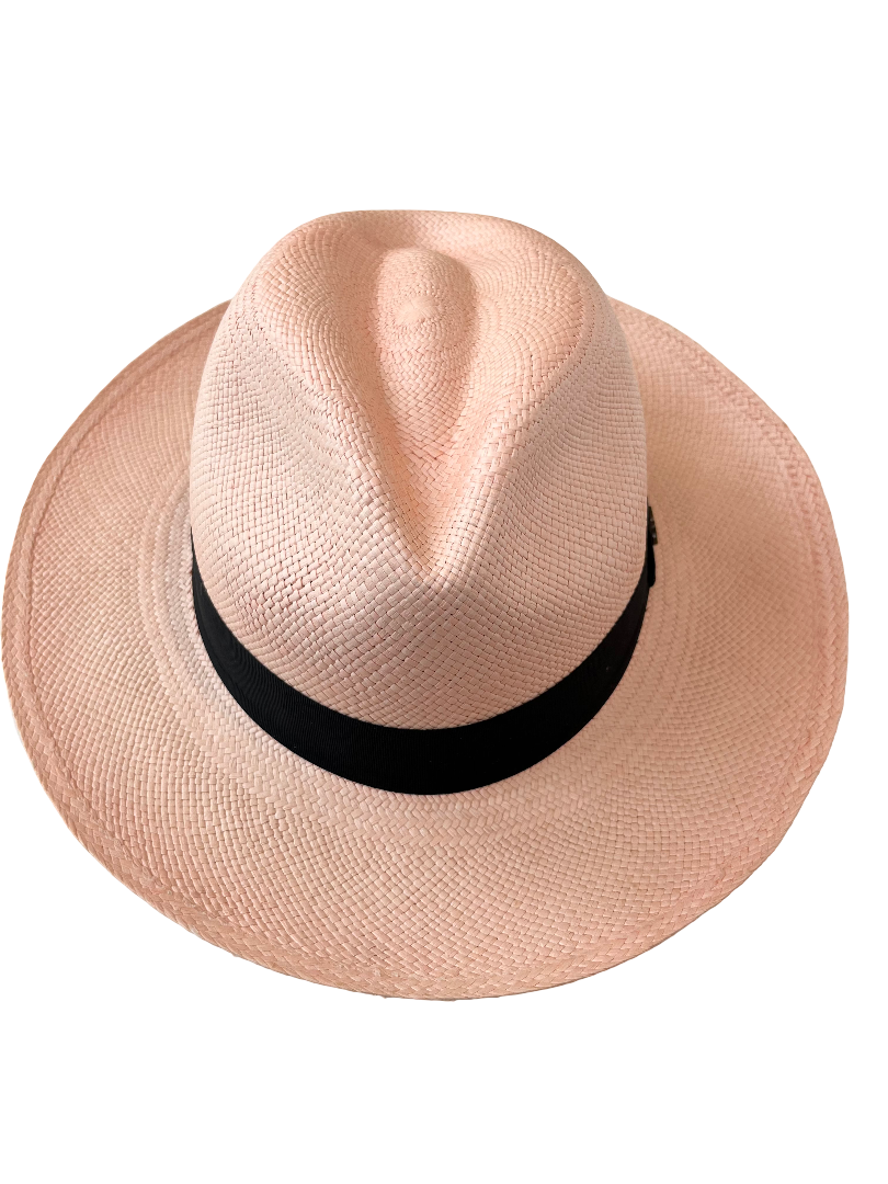 Classic Panama Hat - Pink with Black Band