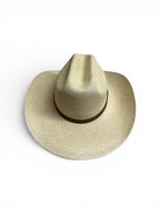 Cowboy Panama Hat - Natural with Brown Leather Band