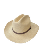 Cowboy Panama Hat - Natural with Brown Leather Band