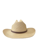 Cowboy Panama Hat - Natural with Brown Leather Band