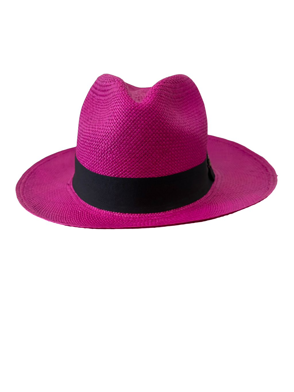 Classic Panama Hat - Fuchsia with Black Band