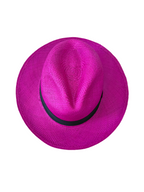 Classic Panama Hat - Fuchsia with Black Band
