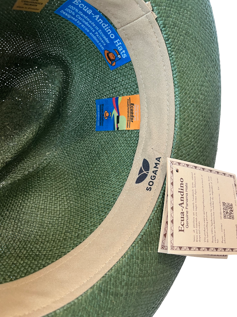 Classic Panama Hat - Dark Green with Black Band