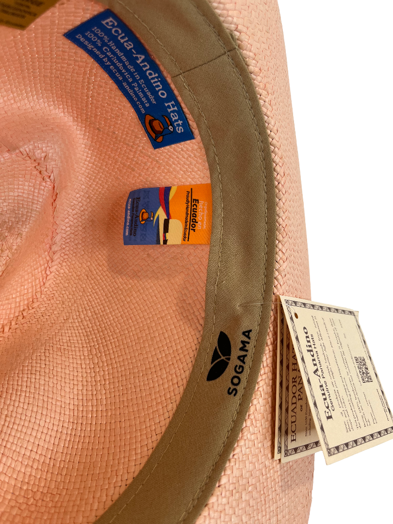 Classic Panama Hat - Pink with Black Band