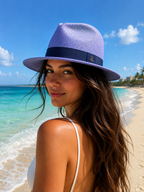 Classic Panama Hat - Blue with Black Band