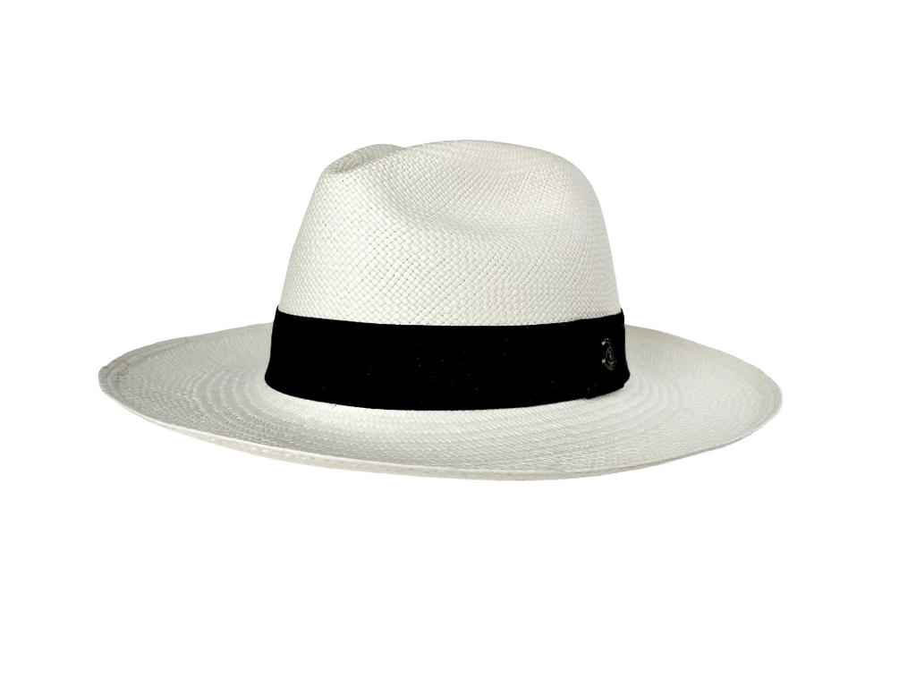 Classic Panama Hat - White with Black Band