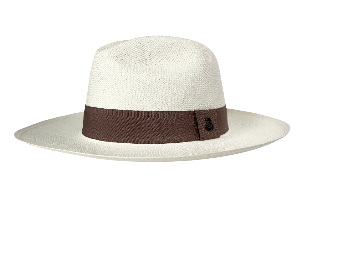 Classic Panama Hat - White with Light Brown Band