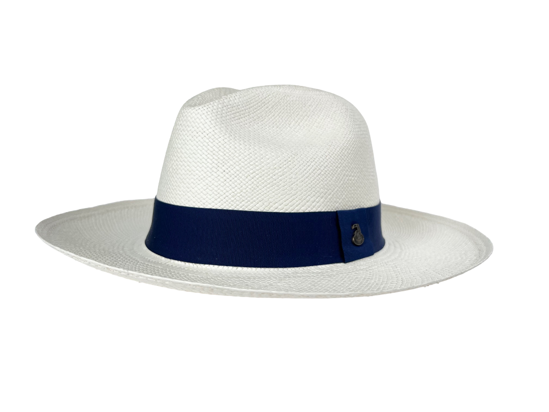 Classic Panama Hat - White with Navy Band