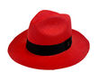 Classic Panama Hat - Red with Black Band