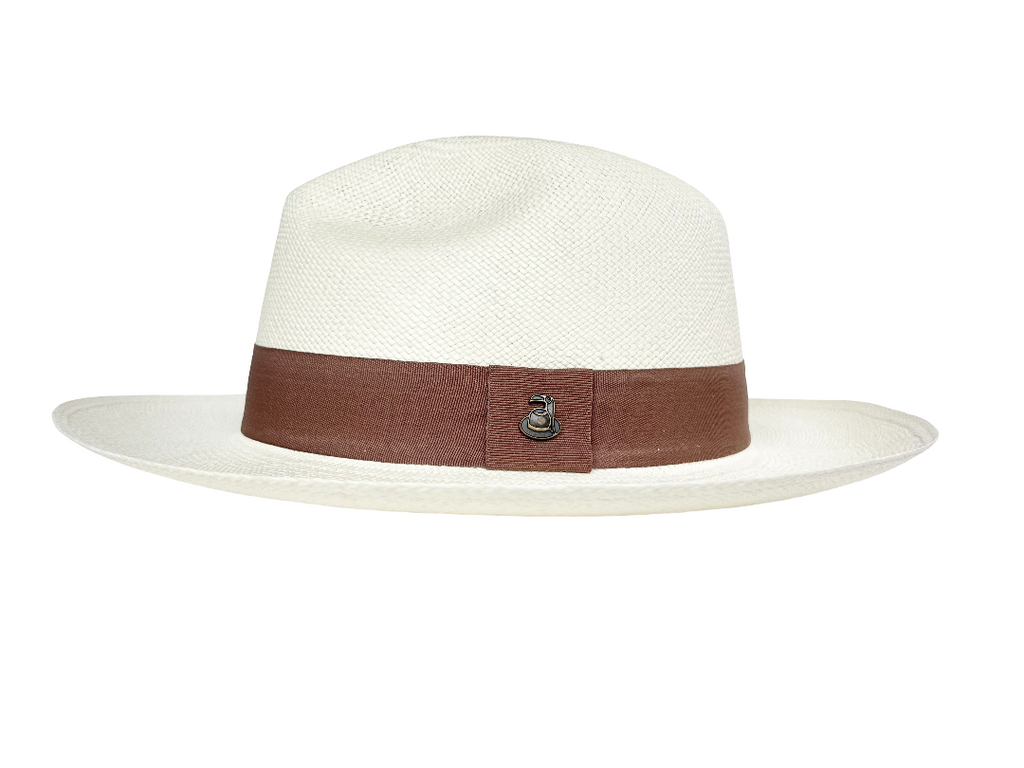 Classic Panama Hat - White with Light Brown Band