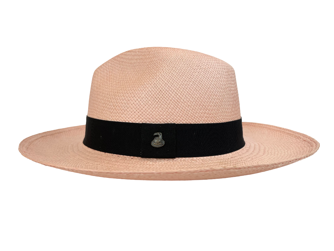 Classic Panama Hat - Pink with Black Band