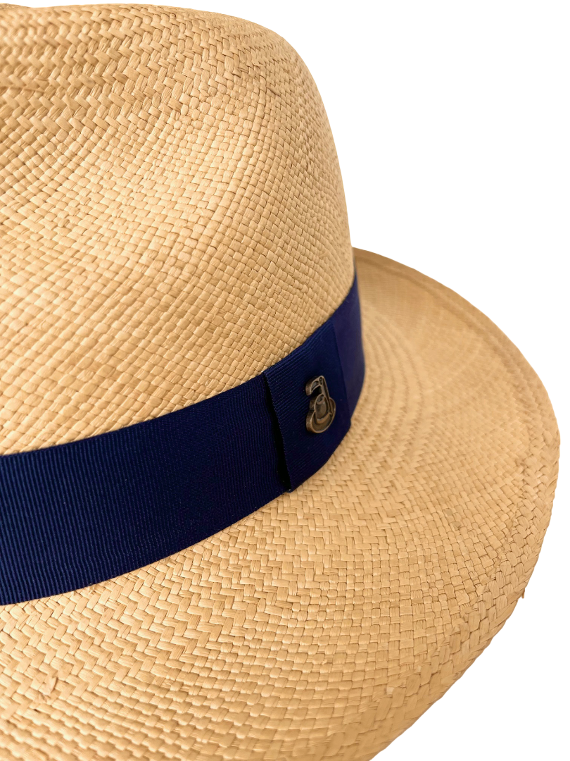 Classic Panama Hat - Beige with Navy Band