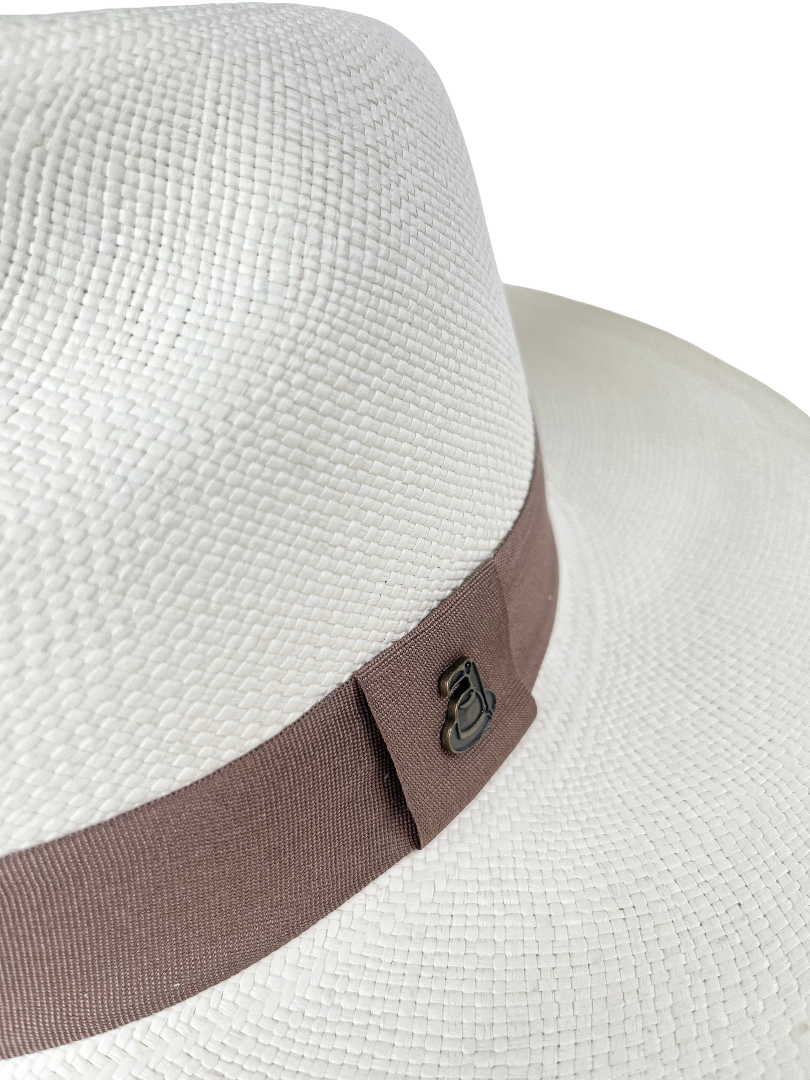 Classic Panama Hat - White with Light Brown Band