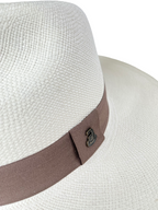Classic Panama Hat - White with Light Brown Band