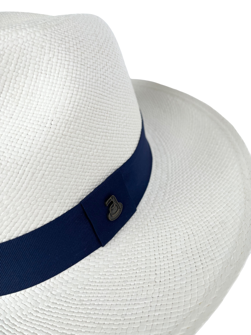 Classic Panama Hat - White with Navy Band